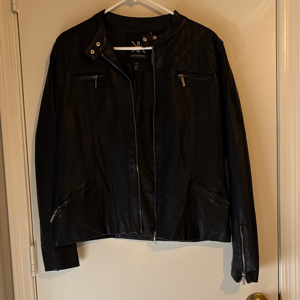 Kardashian Kollection Black Leather Jacket